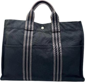 Herm&egrave;s Pre-owned Tote Bag - Dames - Vintage Shopper - Zwart - ONE Size - Katoen - Vintage