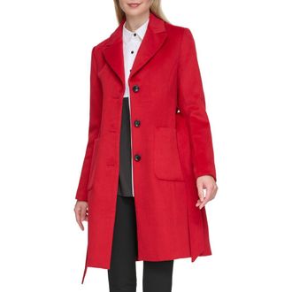 Karl Lagerfeld Belted Wool Blend Patch Pocket Coat in Red at Nordstrom Rack, Size Medium