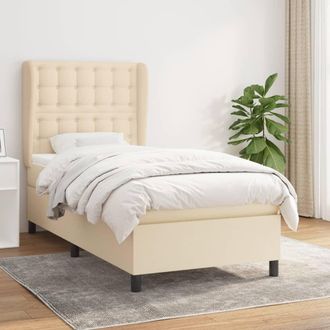 vidaXL Vidaxl - Cama Box Spring Con Colch&oacute;n Tela Color Crema 90x200 Cm