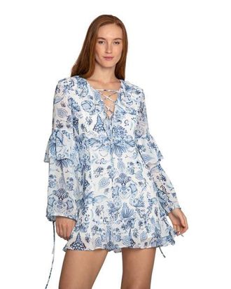 Belle & Bloom Mad About You Floral Print Mini Dress in Blue at Nordstrom, Size X-Small Au