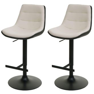 Hhg Juego De 2 Taburetes De Bar Hhg-528, Taburete De Bar Taburete De Mostrador Taburete Giratorio, Altura Regulable Con Respaldo Imitaci&oacute;n Cuero, Crema-be