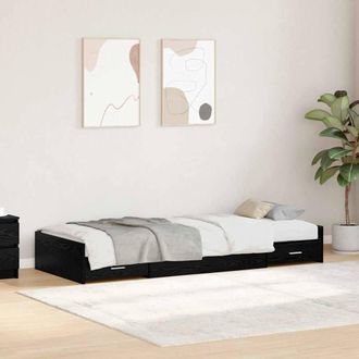 Berkfield Home Storage Bed Frame Black Oak 90 x 200 cm Engineered wood