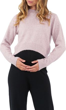 Ripe Tia Crop Maternity/Nursing Sweater in Pink Marle at Nordstrom, Size X-Small