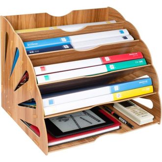 OEM Organizador De Archivos, Clasificador De Madera, Bandeja Para Papel, Almacenamiento De Oficina Para Papel A4, Revistas Y Documentos (34 X 28 X 28 Cm) 