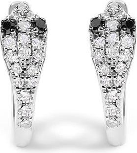 House of Brilliance 10K White Gold 1/5 Cttw Diamond Snake Eyes Huggy Hoop Earrings at Nordstrom
