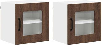 vidaXL Kitchen Wall Cabinet with Shelf 2 pcs Brown Oak 40 x 31 x 40 cm vidaXL