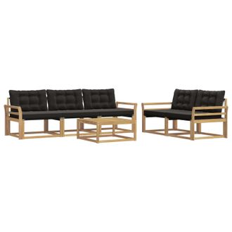 vidaXL Conjunto De Sof&aacute;s De Exterior 6 Pcs Blanco Y Negro Vidaxl