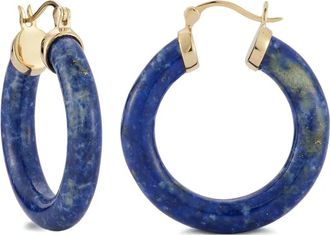 Mateo Bijoux 14K yellow gold lapis lazuli hoop earrings