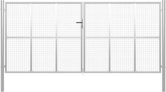 vidaXL Cancello da giardino in acciaio zincato 415x200 cm argento vidaXL