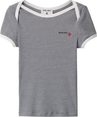 Miu Miu x Petit Bateau T-shirt a righe - Bianco