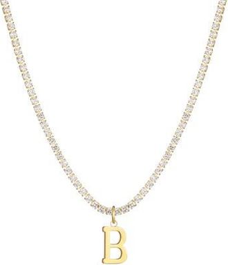 Adornia Initial Charm Tennis Necklace in Gold-B at Nordstrom Rack