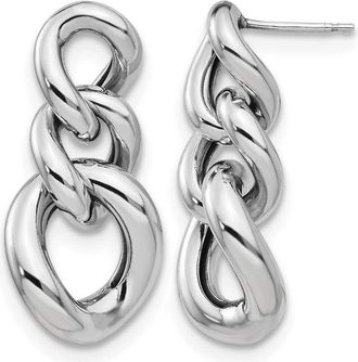 Diamond2Deal Sterling Silver Polished Link Drop Dangle Earrings