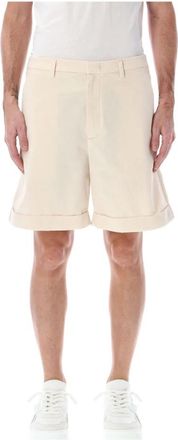 Valentino Garavani Pleated Bermuda Shorts - Heren - Korte Broeken - Beige - M - Katoen - Korte Broeken