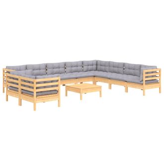 vidaXL Juego De Muebles De Jard&iacute;n 11 Pzas Y Cojines Madera Maciza Pino Vidaxl