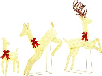 OUTSUNNY 3-Piece 300 LED Light Lighted Christmas Reindeer Family Decoration | TJ Hughes