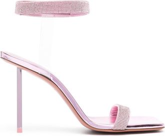 Amina Muaddi Rih 110mm crystal-embellishment sandals - women - Polyurethane/Calf Leather/Calf Leather/Polyurethane/Calf Leather/Rubber - 40 - Pink
