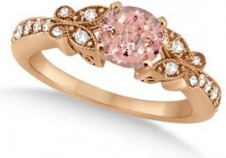 Allurez Butterfly Morganite & Diamond Engagement Ring 14K R. Gold 1.28ct