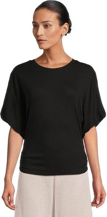 Michael Stars Vicky Scoop Neck Balloon Sleeve T-Shirts Womens Clothing Black : LG (US 8-10), Cotton/Modal/Spandex