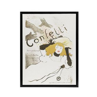 Artery8 Confetti Vintage French Advert Framed Canvas Wall Art Print Lautrec in White | Size: W24 x H32