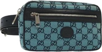 Gucci Pre-owned Canvas crossbody-bags - Dames - Vintage Heuptassen - Blauw - ONE Size - Leer - Vintage