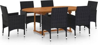 vidaXL Vidaxl - Set De Comedor De Jard&iacute;n De 7 Piezas Negro Rat&aacute;n Sint&eacute;tico