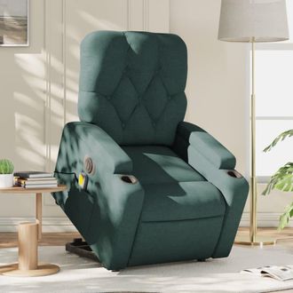 vidaXL Vidaxl - Sill&oacute;n Masaje El&eacute;ctrico Reclinable Elevable Tela Verde Oscuro