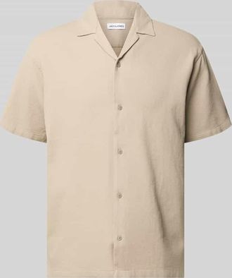 Jack & Jones Jack & Jones Regular Fit Freizeithemd mit Strukturmuster Modell Global in Khaki, Gr&ouml;&szlig;e XXL
