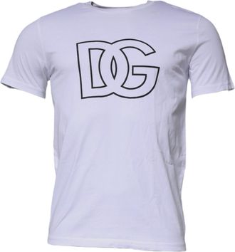Dolce & Gabbana White DG Logo Cotton Crew Neck Mens T-shirt (Pre-Owned)