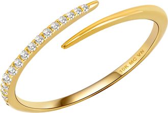 MAX + STONE Solid 10k Yellow Gold Stackable Open Twist Ring with Cubic Zirconia