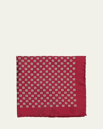 Brunello Cucinelli Mens Geometric Silk Pocket Square