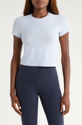Beyond Yoga Featherweight Crop T-Shirt in Blue Zen Heather at Nordstrom, Size Medium