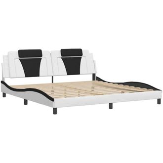 vidaXL Cama Sin Colch&oacute;n Cuero Sint&eacute;tico Blanco Negro 200x200 Cm Vidaxl