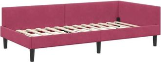 vidaXL Corner Bed Frame with Headboard Wine Red 90 cm x 190 cm Fabric vidaXL