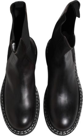 Dolce & Gabbana Mens Black Leather Mid Calf Boots Flats Shoes