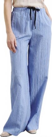 Pomandere Striped Technical Viscose Trousers In Blue