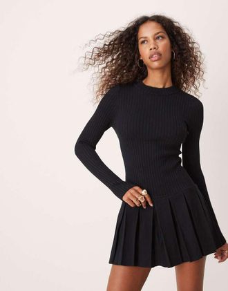 Free People backless knit mini dress in black