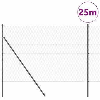 Berkfield Home Hexagon Fence Grey 1.6x25 m Steel