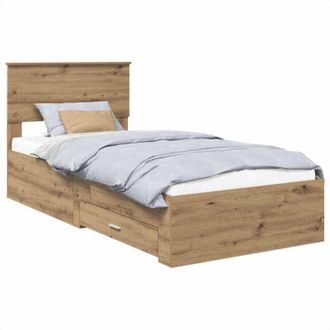 vidaXL Estructura De Cama Con Cabecera Roble Artesanal 90 X 190 Cm Vidaxl
