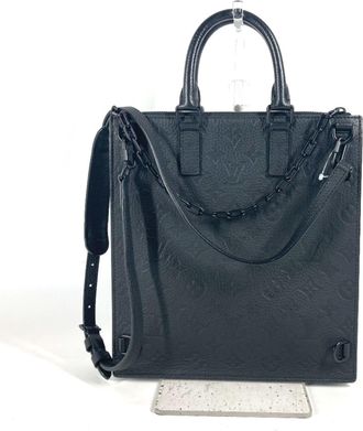 Louis Vuitton Black Leather Shoulder Bag Tote Bag (Pre-Owned)