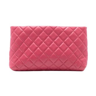 Chanel Pre-owned Quilted Leather Clutch - Dames - Pre-owned - Roze - Maat: ONE Size Leer