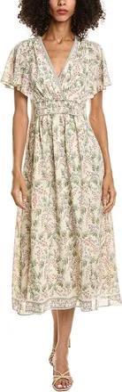 Max Studio V-Neck Flutter Sleeve Midi Dress