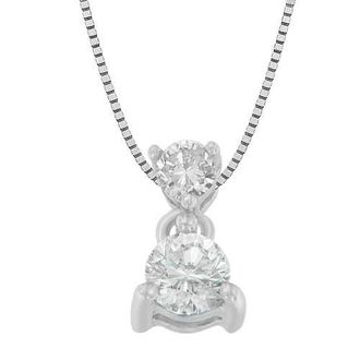 House of Brilliance 14K White Gold 1/2 cttw Round Cut Diamond Pendant Necklace at Nordstrom