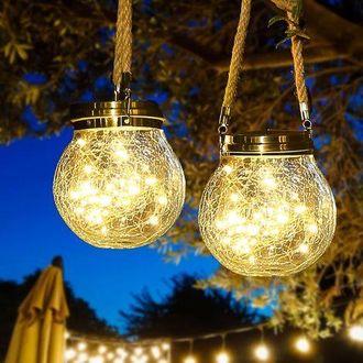 OEM Linterna Solar, Paquete De 2 Luces Solares Decorativas Colgantes Para Uso Exterior, L&aacute;mpara Solar Para Maceta De Jard&iacute;n (blanco C&aacute;lido)