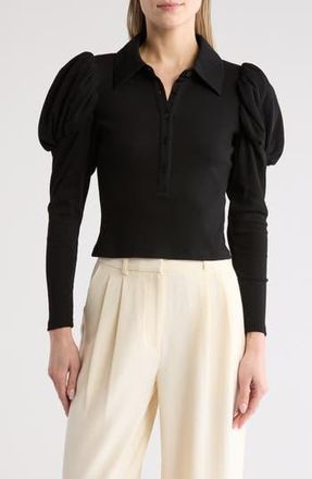 Area Stars Ford Long Sleeve Crop Polo in Black at Nordstrom Rack, Size X-Small