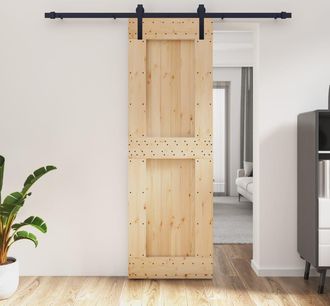 vidaXL Vidaxl - Puerta Corredera Con Herrajes Madera Maciza De Pino 70x210 Cm