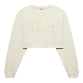 GCDS Gcds Lounge cropped sweater met logo - Dames - Longsleeves - Wit - XS - Katoen - Tops