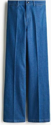 H&M Straight High Jeans in Denim Blue at Nordstrom, Size 14