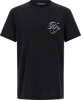 Dolce & Gabbana Double Embroidery T Shirt Nero-Uomo
