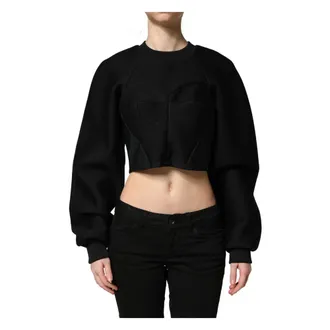 Philosophy di Lorenzo Serafini Sweatshirts, female, Black, Size: 3XS Cropped ZipperBack Sweatshirt Sweater