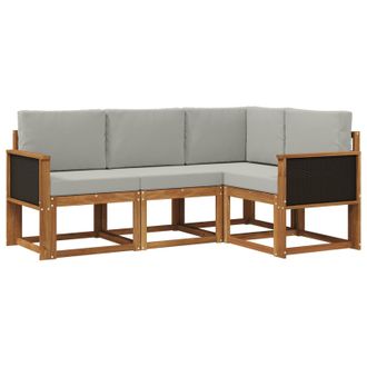 vidaXL Conjunto De Sof&aacute;s De Exterior 4 Pcs Natural Y Gris Claro Vidaxl